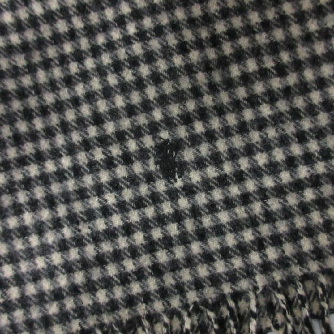 POLO RALPH LAUREN(ポロラルフローレン)のポロ ラルフローレン ウールマフラー ストール ショール 黒 白 IBO47 レディースのファッション小物(マフラー/ショール)の商品写真