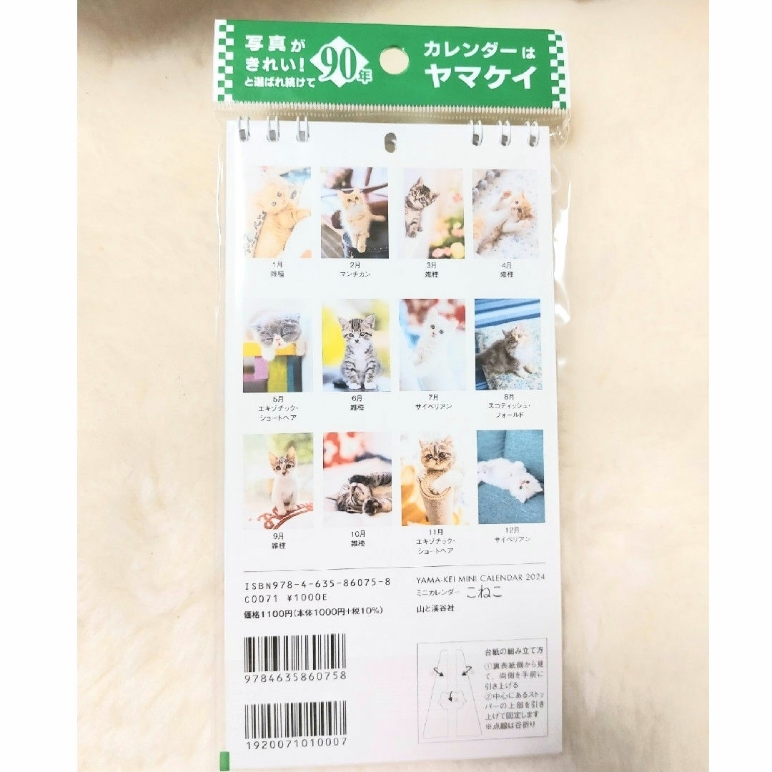 ❤️新品　未使用❤️猫　2024年　カレンダー　こねこ　　ヤマケイ　卓上 インテリア/住まい/日用品の文房具(カレンダー/スケジュール)の商品写真