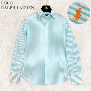 ポロラルフローレン(POLO RALPH LAUREN)のPOLO RALPH LAUREN 袖 ポニー刺繍 ストライプシャツミントカラー(シャツ/ブラウス(長袖/七分))