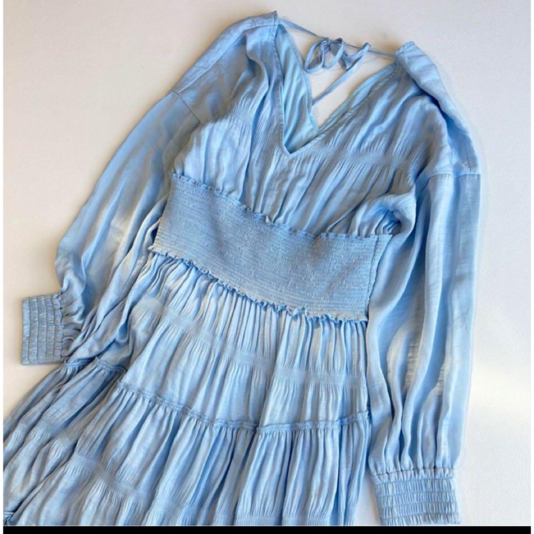 Ameri VINTAGE(アメリヴィンテージ)の早い者勝ちアメリSLANT SHIRRING PLEATS DRESS レディースのワンピース(ロングワンピース/マキシワンピース)の商品写真