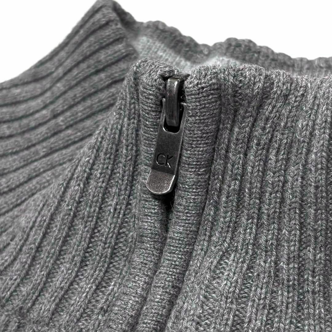 Calvin Klein(カルバンクライン)のカルバンクライン　ハーフジップ　無地　コットン　リブニット　グレー　シンプル メンズのトップス(ニット/セーター)の商品写真