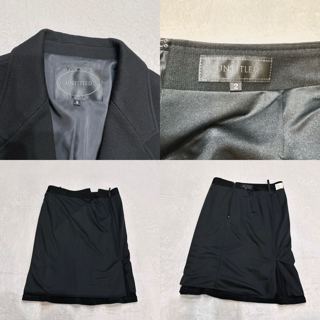 UNTITLED(アンタイトル)の美品 アンタイトル セットアップスーツ スカート フレア 日本製　黒 レディースのフォーマル/ドレス(スーツ)の商品写真