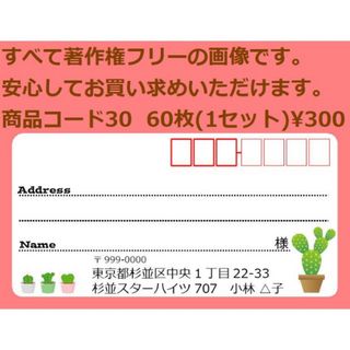 商品コード30 宛名シール 同一柄60枚 差出人印刷無料です(宛名シール)