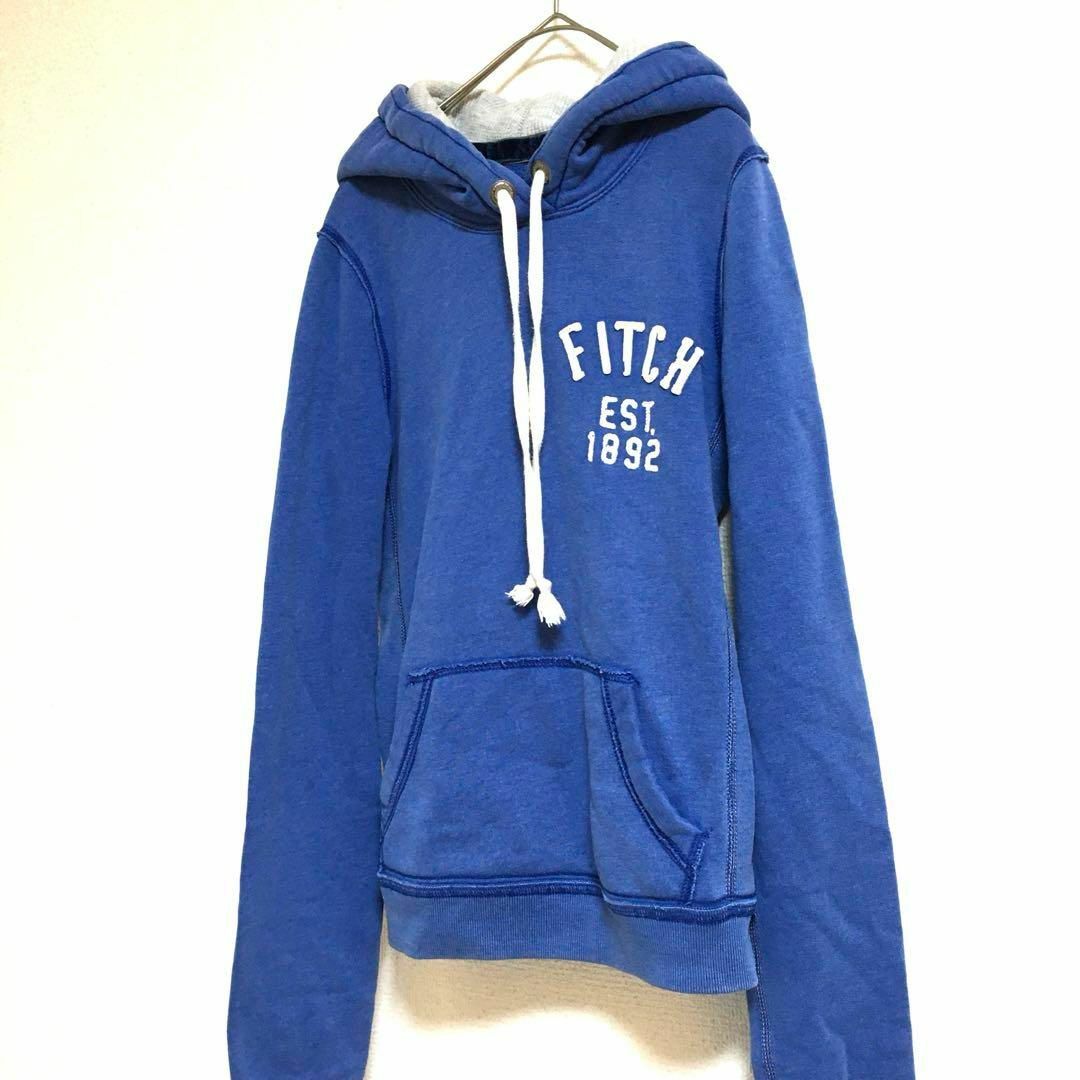 Abercrombie&Fitch(アバクロンビーアンドフィッチ)のABERCROMBIE & FITCH  フードパーカー ブルー　S  古着 レディースのトップス(パーカー)の商品写真