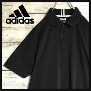 アディダス(adidas)の【美品】アディダス　刺繍ロゴ入りポロシャツ　薄手　ブラック　A507(ポロシャツ)