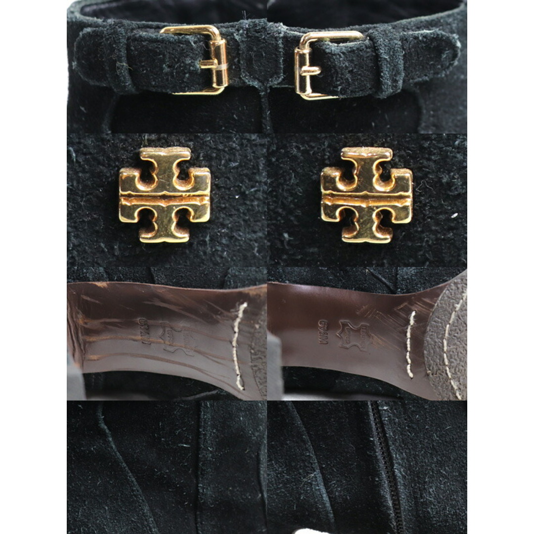 Tory Burch(トリーバーチ)のTory Burch トリーバーチ スエードショートブーツ ブーツ ブラック ゴールド 31138372 レディース【中古】 レディースの靴/シューズ(ブーツ)の商品写真