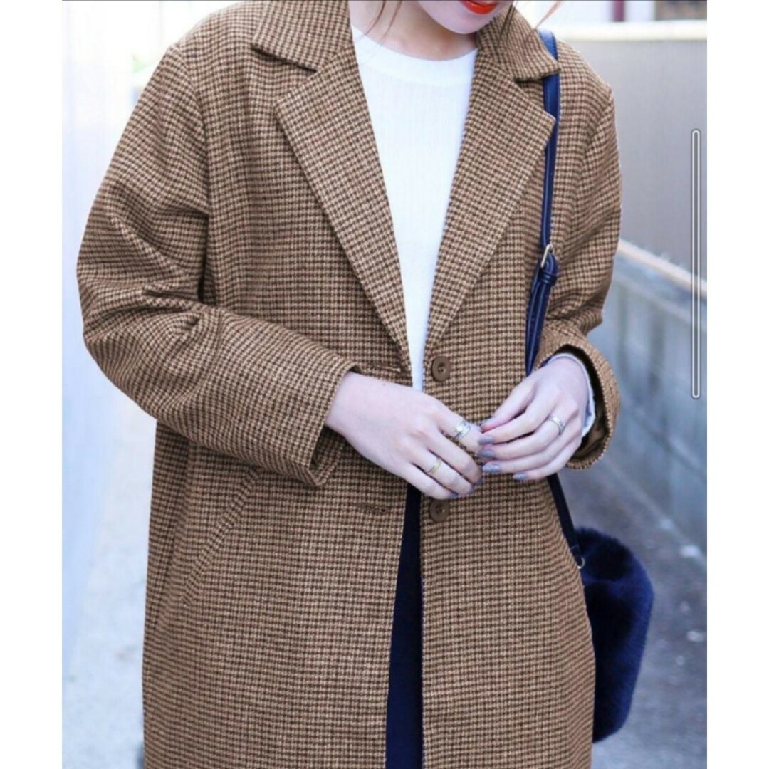 reca(レカ)のreca ウール チェック ロング丈チェスターコート GU ユニクロ 好きな方 レディースのジャケット/アウター(チェスターコート)の商品写真