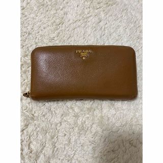 プラダ(PRADA)のラウンドファスナー 長財布 PRADA プラダ 財布 レザー ベージュ(財布)