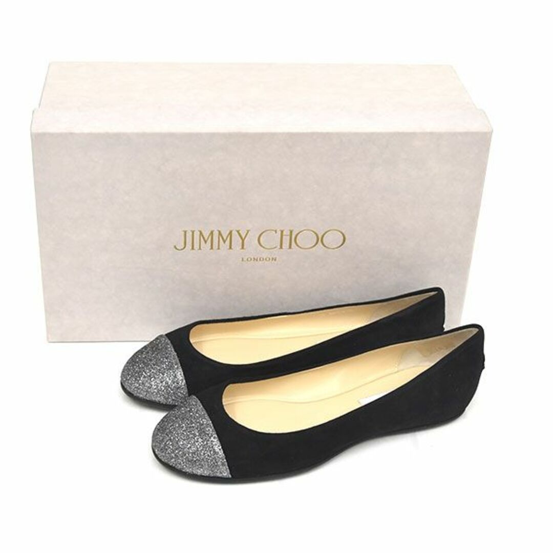 JIMMY CHOO(ジミーチュウ)の新品♪ジミーチュウ バックロゴ トゥグリッター フラットシューズ 35(約22 レディースの靴/シューズ(バレエシューズ)の商品写真