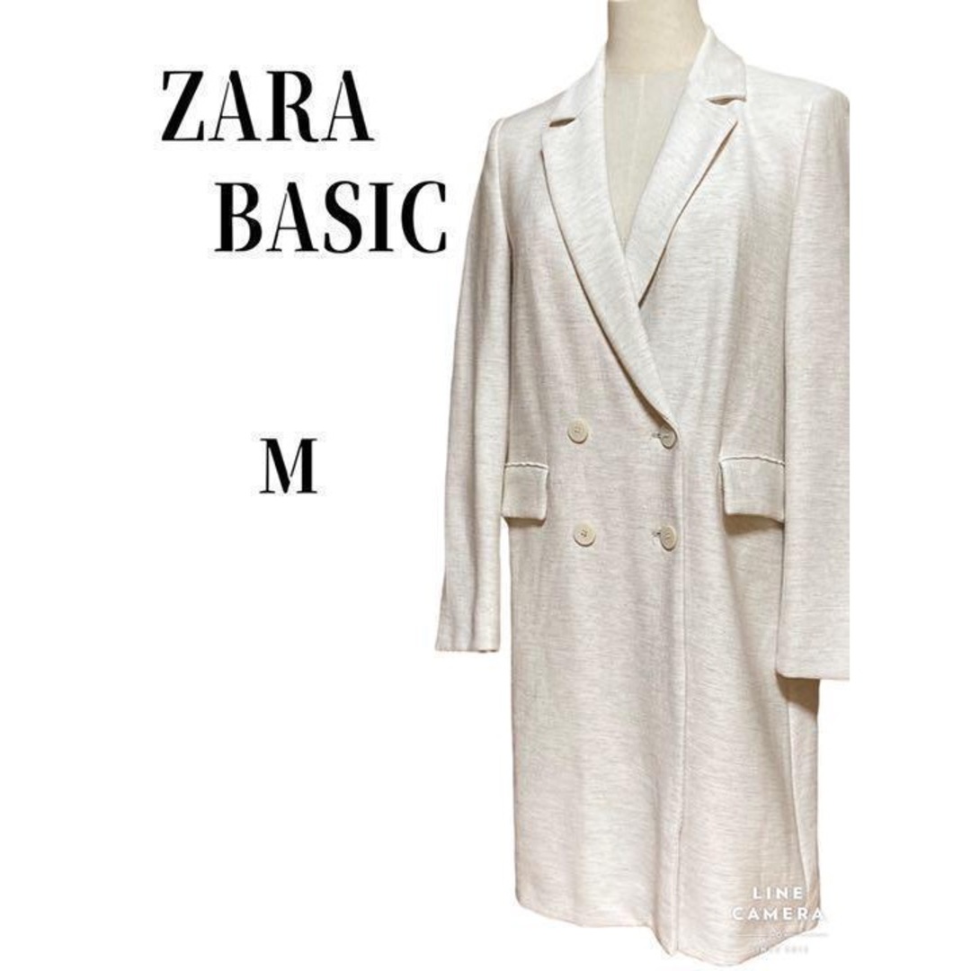 ZARA(ザラ)のZARA   チェスターコート　ロングコート　ホワイト系　M　お洒落 レディースのジャケット/アウター(チェスターコート)の商品写真