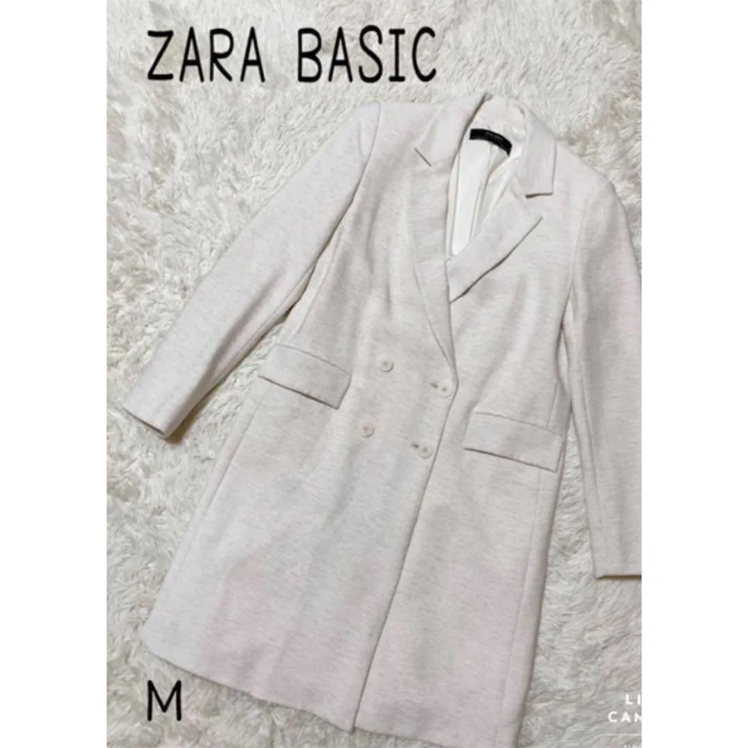 ZARA(ザラ)のZARA   チェスターコート　ロングコート　ホワイト系　M　お洒落 レディースのジャケット/アウター(チェスターコート)の商品写真