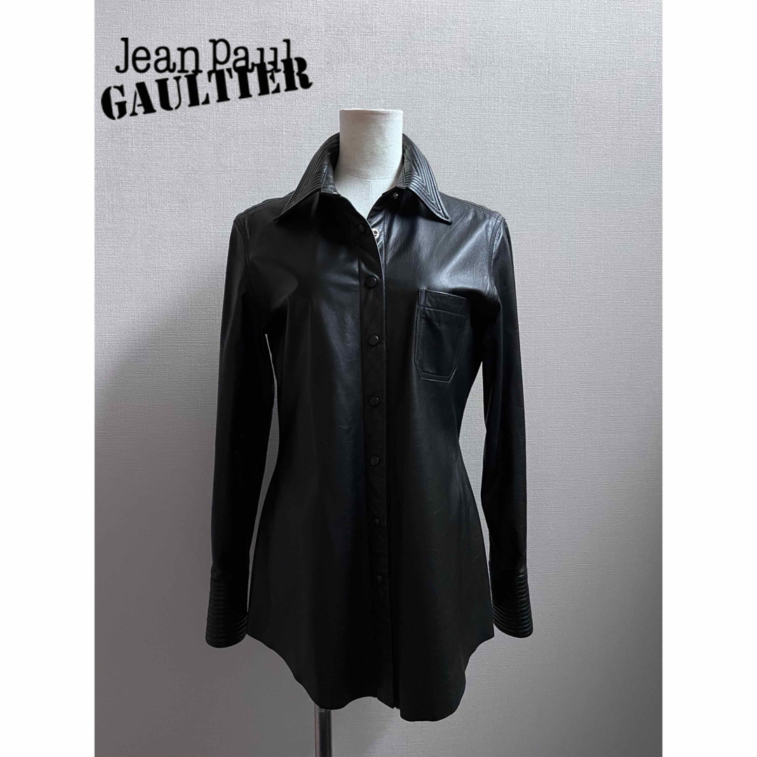 Jean-Paul GAULTIER(ジャンポールゴルチエ)のJean Paul GAULTIER/ゴルチエ レザーシャツジャケット黒ブラック レディースのジャケット/アウター(その他)の商品写真