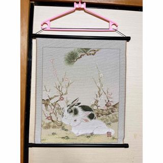 刺繍タペストリー　うさぎ　兎(絵画/タペストリー)