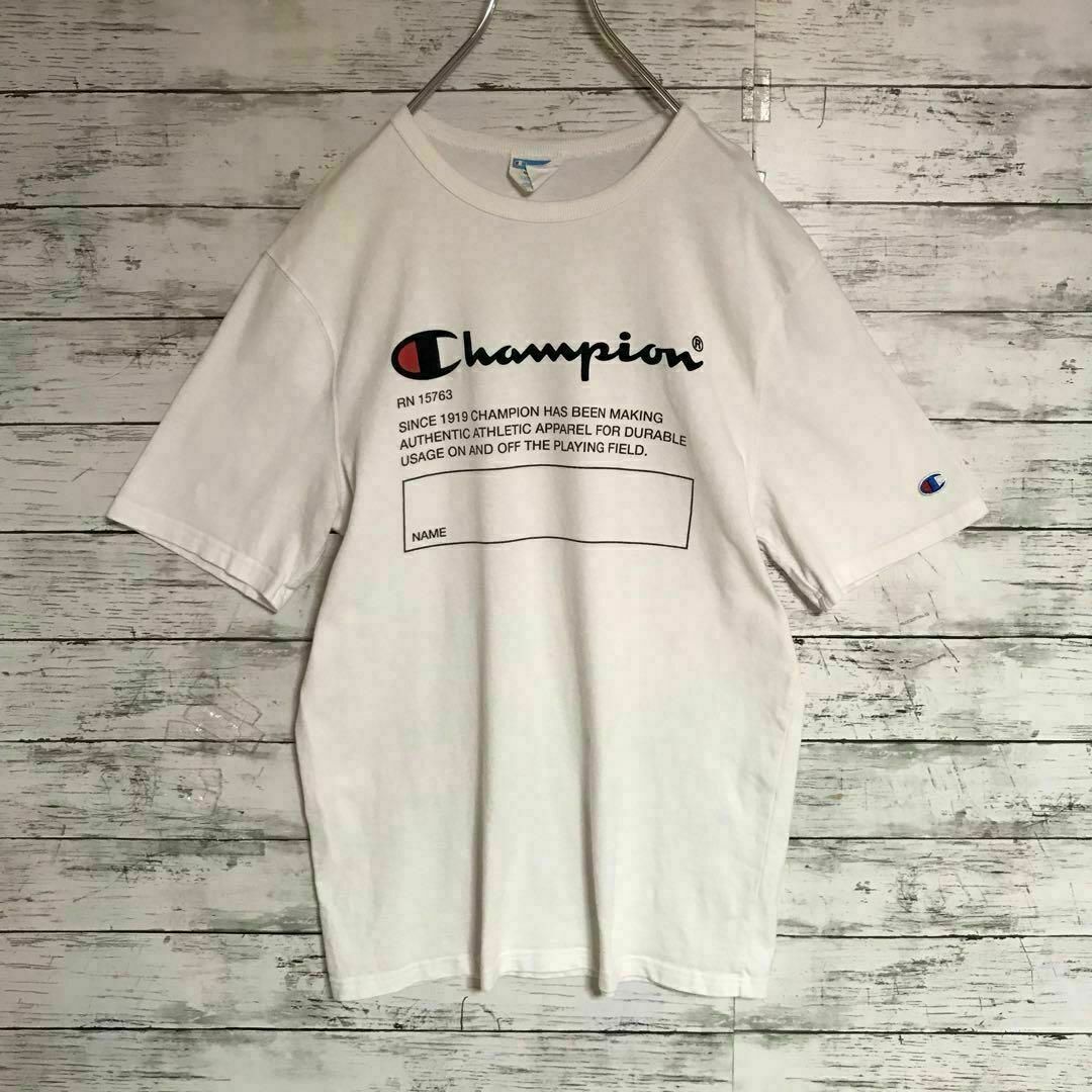 Champion(チャンピオン)の【肉厚】チャンピオン　センターデカロゴTシャツ　袖ワッペン　ホワイト　A625 メンズのトップス(Tシャツ/カットソー(半袖/袖なし))の商品写真