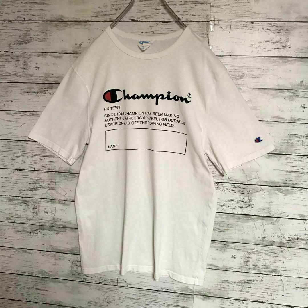 Champion(チャンピオン)の【肉厚】チャンピオン　センターデカロゴTシャツ　袖ワッペン　ホワイト　A625 メンズのトップス(Tシャツ/カットソー(半袖/袖なし))の商品写真