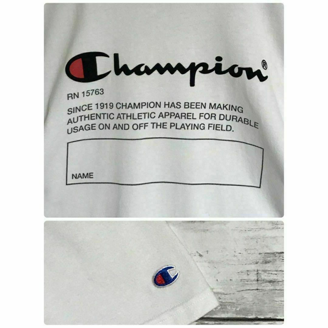 Champion(チャンピオン)の【肉厚】チャンピオン　センターデカロゴTシャツ　袖ワッペン　ホワイト　A625 メンズのトップス(Tシャツ/カットソー(半袖/袖なし))の商品写真