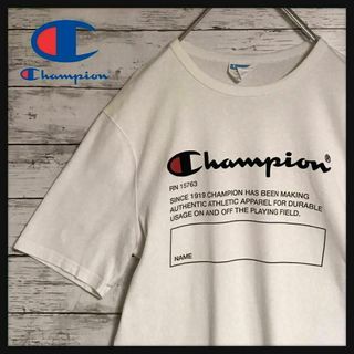 チャンピオン(Champion)の【肉厚】チャンピオン　センターデカロゴTシャツ　袖ワッペン　ホワイト　A625(Tシャツ/カットソー(半袖/袖なし))