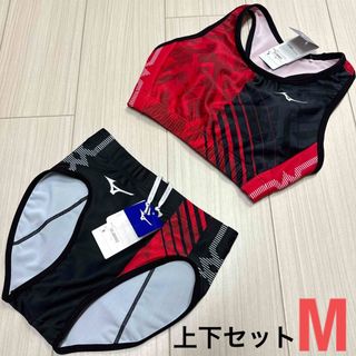 ミズノ(MIZUNO)のミズノ　女子陸上ユニフォーム上下セット　Mサイズ　レッド×ブラック　新品(陸上競技)