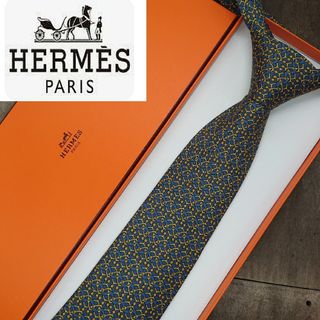 エルメス(Hermes)のエルメスネクタイ【HERMES 】miniチェーンロゴ 100％シルク★箱付き(ネクタイ)