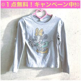 ミニーマウス(ミニーマウス)の★Disney★ミニー ミニーちゃん キラキラ ロング Tシャツ グレー(Tシャツ(長袖/七分))