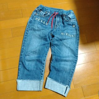 デニムダンガリー(DENIM DUNGAREE)のデニムダンガリー☆刺繍　ロールアップデニムパンツ　ジーンズ  130センチ(パンツ/スパッツ)