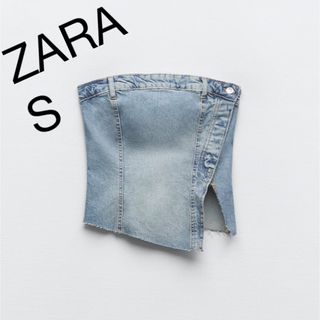 ザラ(ZARA)のデニムTRFコルセットトップス(ベアトップ/チューブトップ)