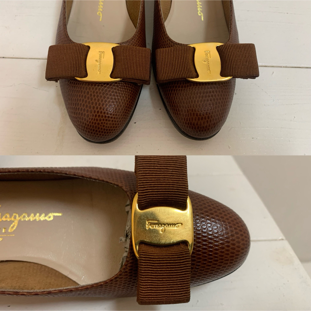 Ferragamo(フェラガモ)のSalvatore Farragamo ITALY製 リザード型押し パンプス レディースの靴/シューズ(ハイヒール/パンプス)の商品写真