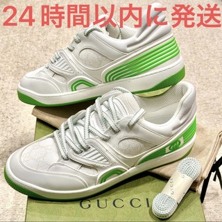 グッチ(Gucci)の新品☆グッチ スニーカー 27cm 8 Gucci ホワイト 白 グリーン 黄緑(スニーカー)