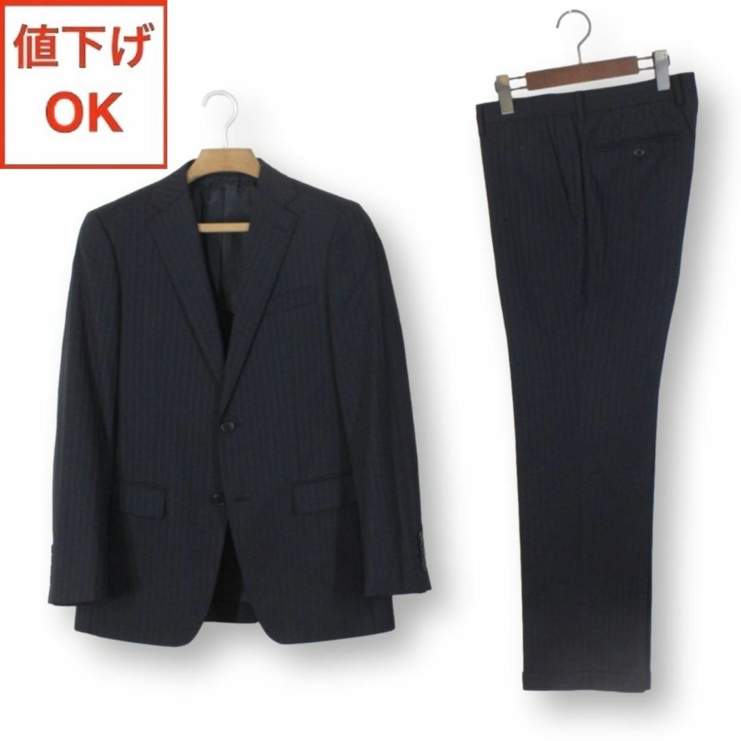 COMME CA MEN(コムサメン)の04【極美品】コムサメン スーツ 46F メンズ L A6～A7 黒 春夏秋 メンズのスーツ(セットアップ)の商品写真