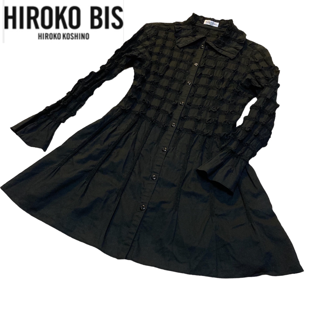 HIROKO BIS(ヒロコビス)の【HIROKO BIS／ヒロコビズ】シワ加工シャツ ブラウス チュニック 美品  レディースのトップス(シャツ/ブラウス(長袖/七分))の商品写真