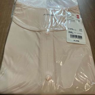 ユニクロ(UNIQLO)の新品未開封　エアリズム前あきUネックTシャツ（8分袖）ライトオレンジ　XXL(Tシャツ(長袖/七分))