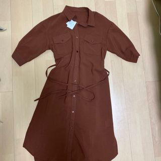 イング(INGNI)の新品　イング　シャツワンピース　ロングワンピース　ブラウン(ロングワンピース/マキシワンピース)