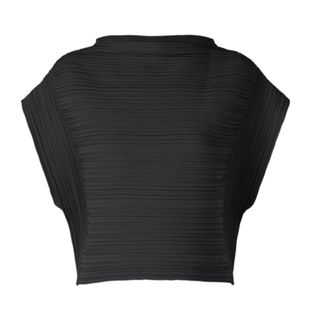 プリーツプリーズイッセイミヤケ(PLEATS PLEASE ISSEY MIYAKE)のISSEY MIYAKEプリーツプリーズ　CREPE KNIT ブラック(カットソー(半袖/袖なし))