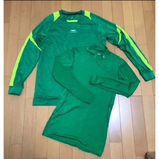 ティゴラ(TIGORA)のサッカー服　メンズM L 秋冬　TIGORA 中古　インナーウエア　グリーン　緑(ウェア)