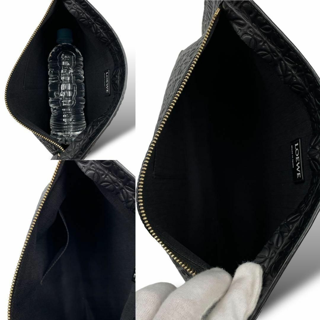 LOEWE(ロエベ)の未使用級 ロエベ クラッチバッグ セカンドバッグ アナグラム 型押し レザー 黒 レディースのバッグ(クラッチバッグ)の商品写真