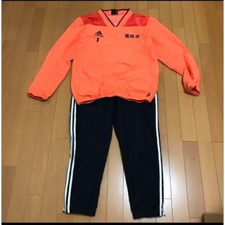 アディダス(adidas)のサッカー服上下　メンズ　アディダス　長袖  L 中古　オレンジ　ブラック黒　秋冬(ジャージ)