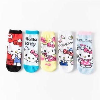 新品/hello kittyソックス レディース靴下5足セット 高年生大人(下駄/草履)