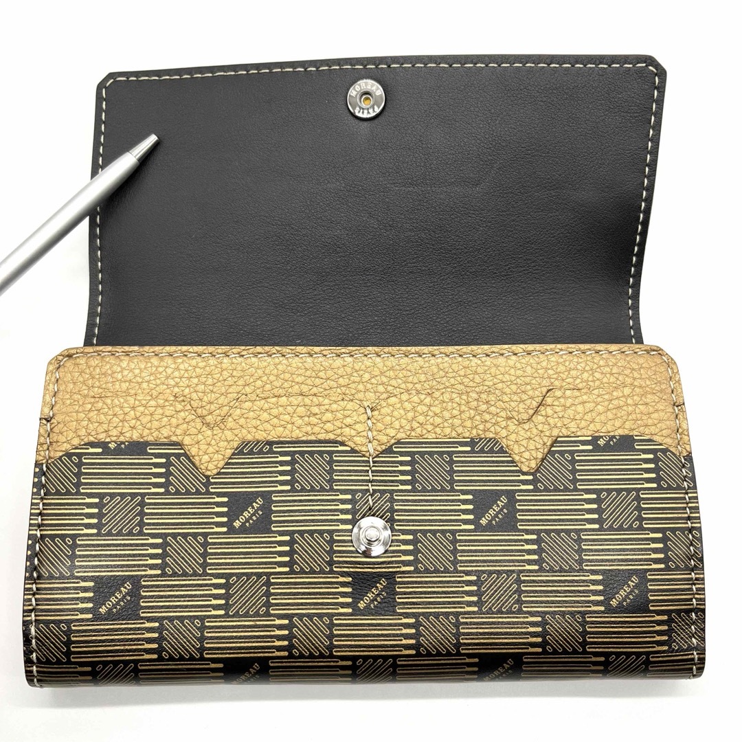 MOREAU PARIS(モローパリ)レザー フラップ長財布 ゴールド&ブラック MOREAU PARIS(モローパリ)レザー フラップ長財布 ゴールド&ブラック