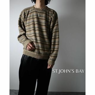 ヴィンテージ(VINTAGE)の【ST JOHN'S BAY】ユニーク ボーダー ニット セーター USA製(ニット/セーター)