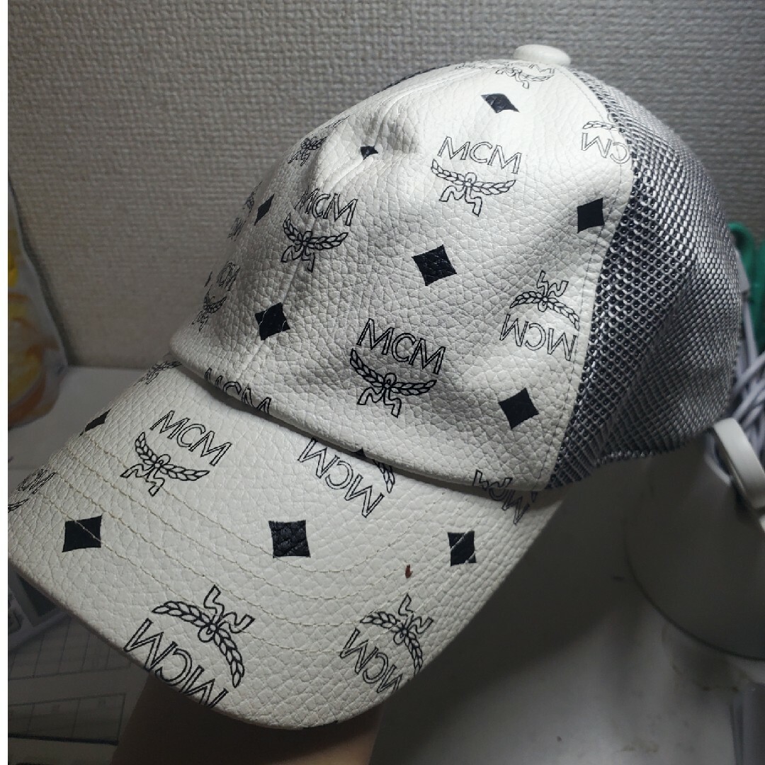 美品　MCM エムシーエム　キャップ　帽子 MCM 【極美品】MCM エムシーエム レザー キャップ 帽子 メッシュ
