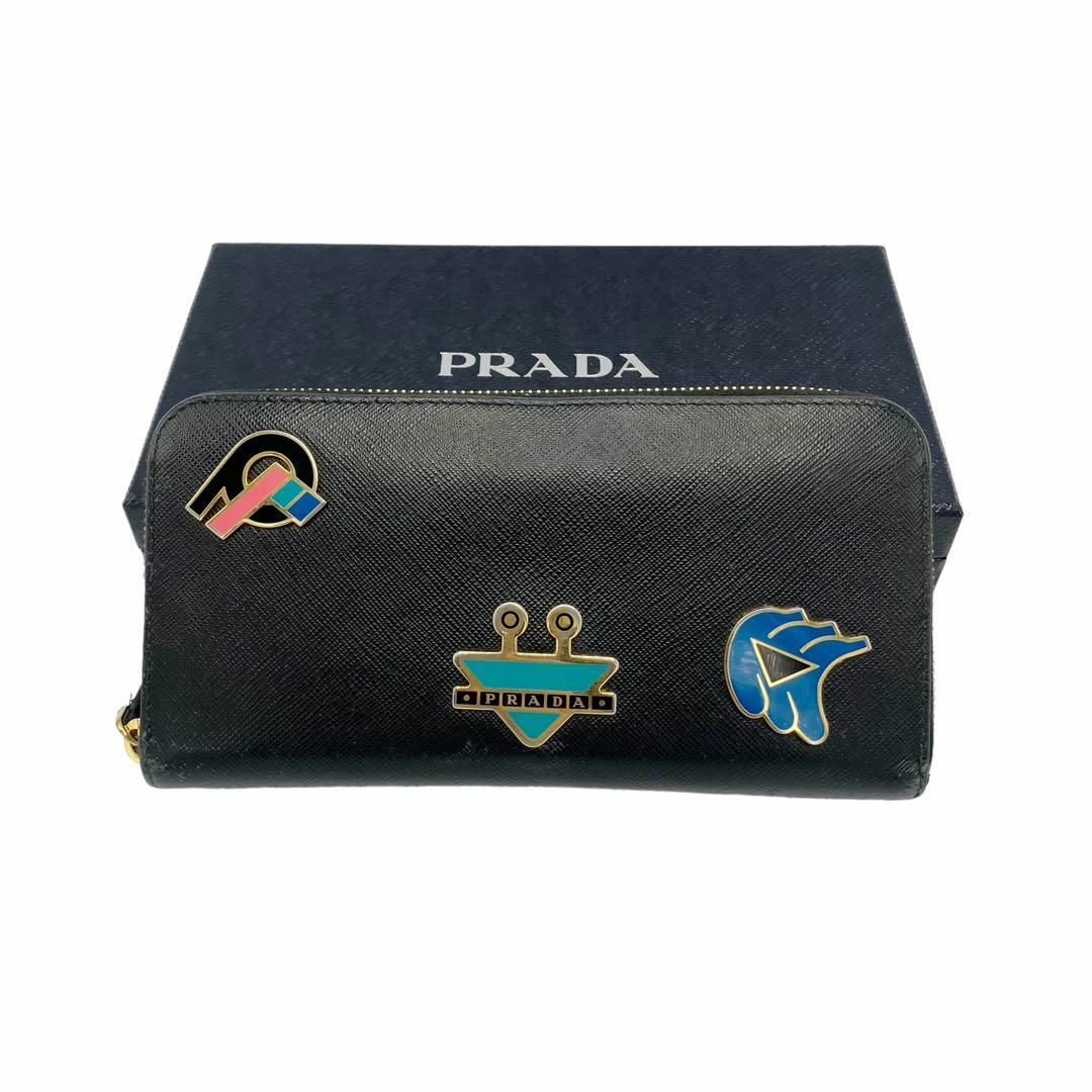 レディース⭐️良品⭐️ プラダ サフィアーノ レザー ロボット メタルロゴ 長財布