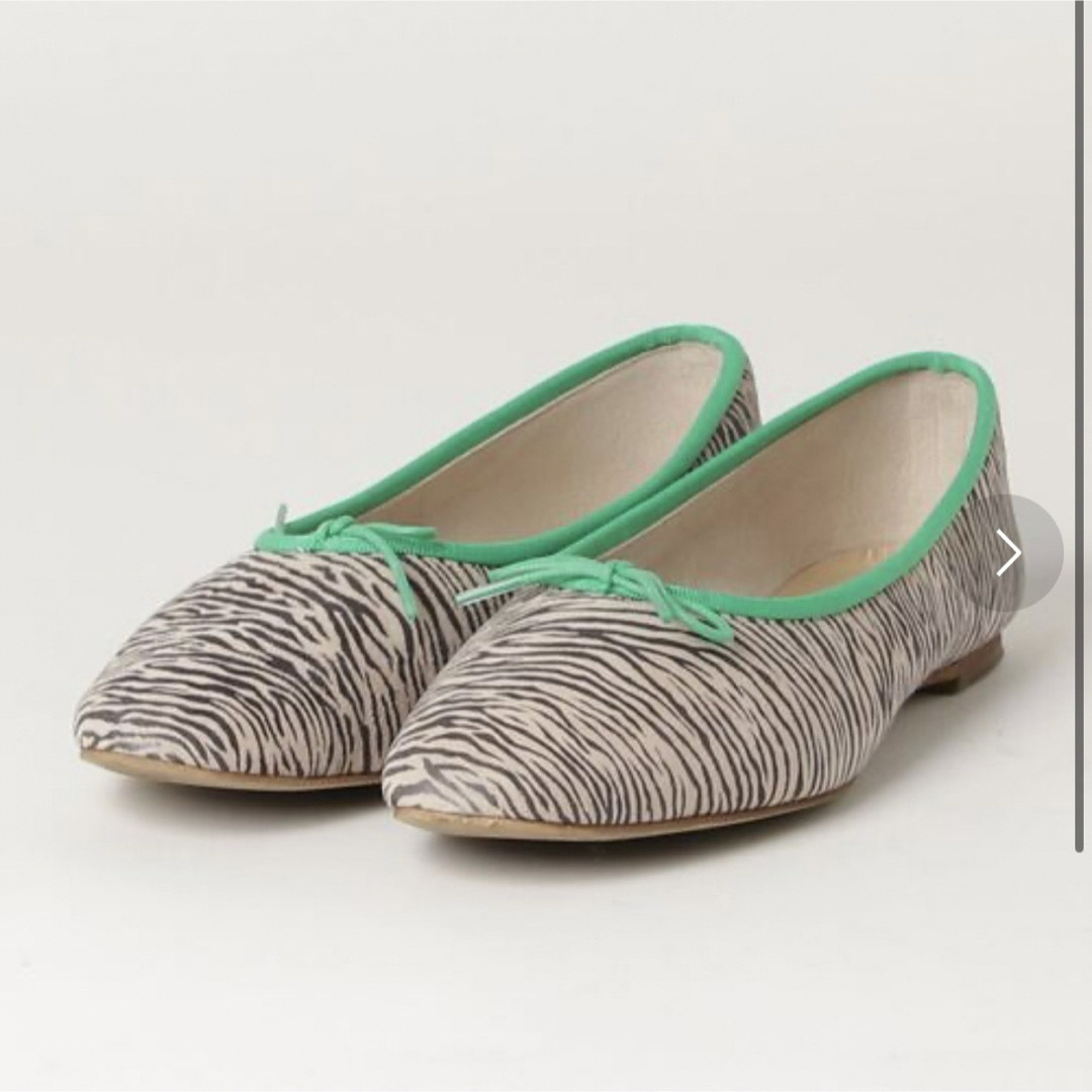 Odette e Odile(オデットエオディール)のODETTE E ODILE ゼブラ　緑　バレエシューズ レディースの靴/シューズ(バレエシューズ)の商品写真