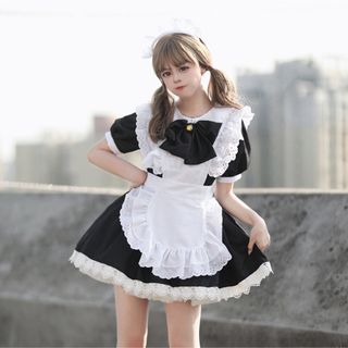 5999円○M コスプレ メイド服 ファンタジー　パーティー ブラック(コスプレ)