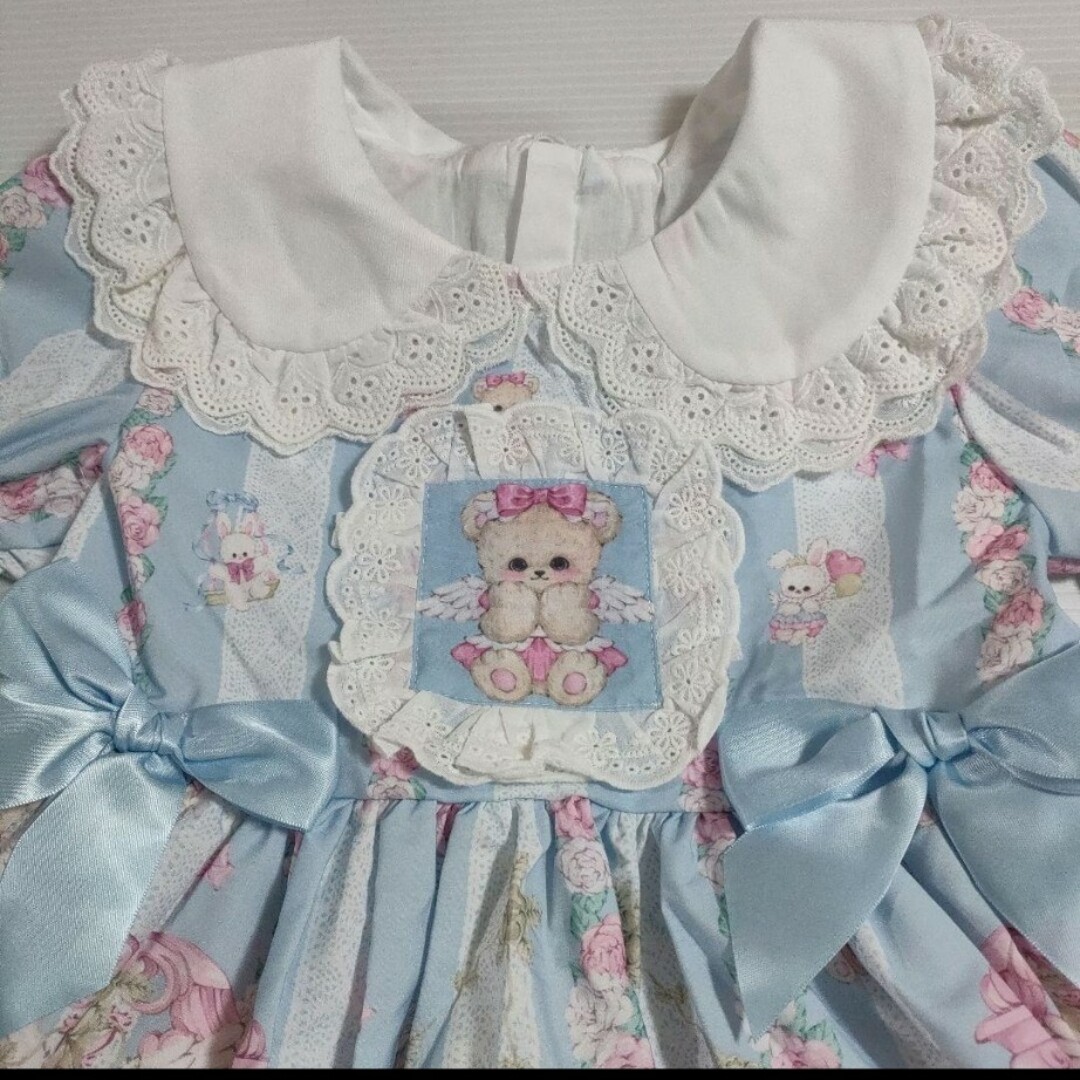 【新品】ゆめかわ♡　ワンピース　うさぎとくま柄　シャーリーテンプル、ロリータ好き キッズ/ベビー/マタニティのキッズ服女の子用(90cm~)(ワンピース)の商品写真