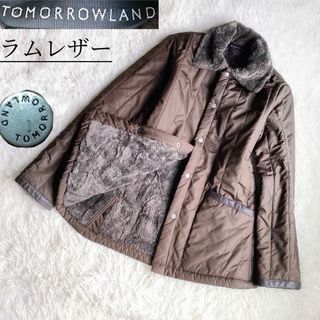 トゥモローランド(TOMORROWLAND)の【良品】トゥモローランド　中綿ダウンジャケット　ラムレザー　フェイクファー　M(ダウンジャケット)