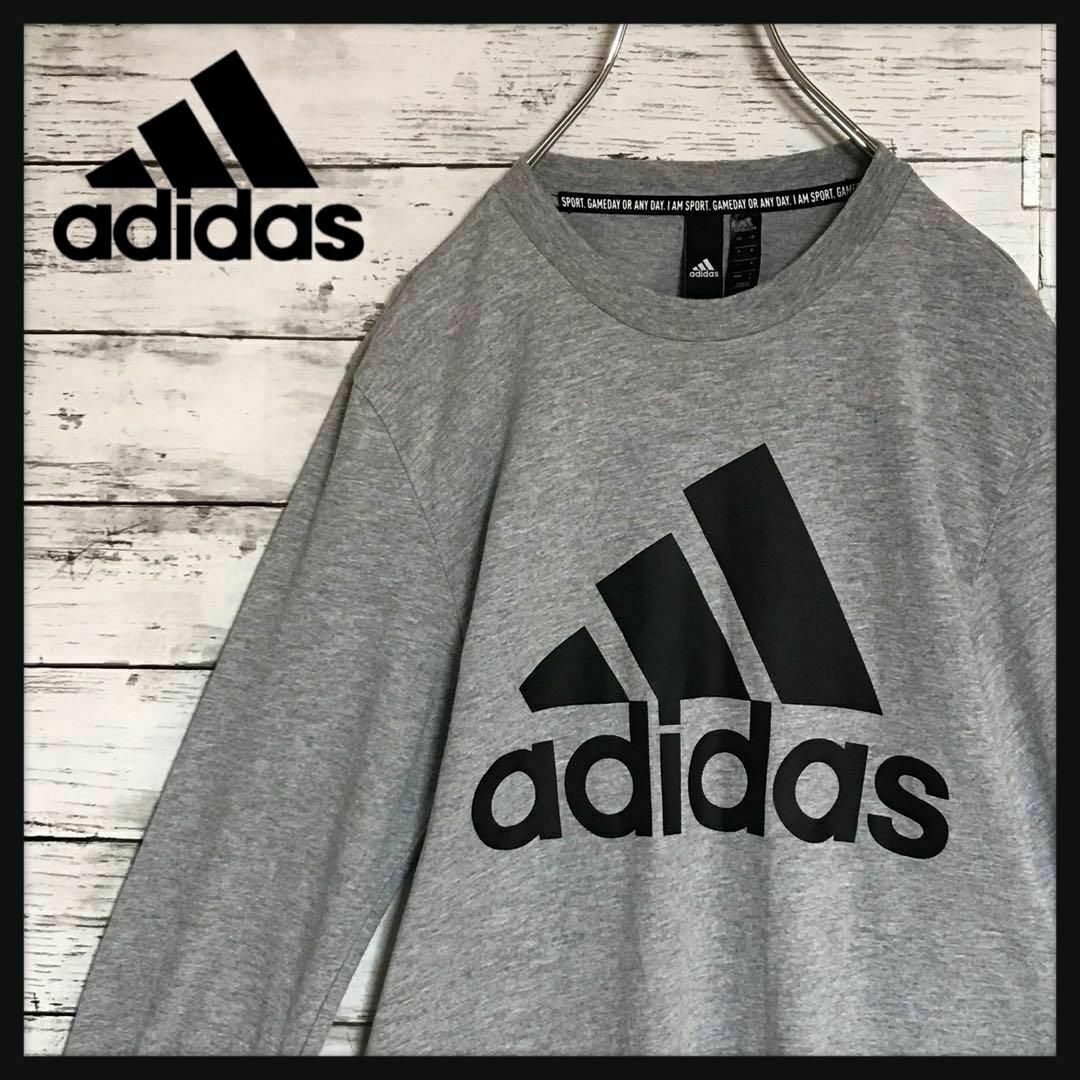 adidas(アディダス)の【美品】アディダス　センターデカロゴロンＴ　グレー　F699 メンズのトップス(Tシャツ/カットソー(七分/長袖))の商品写真