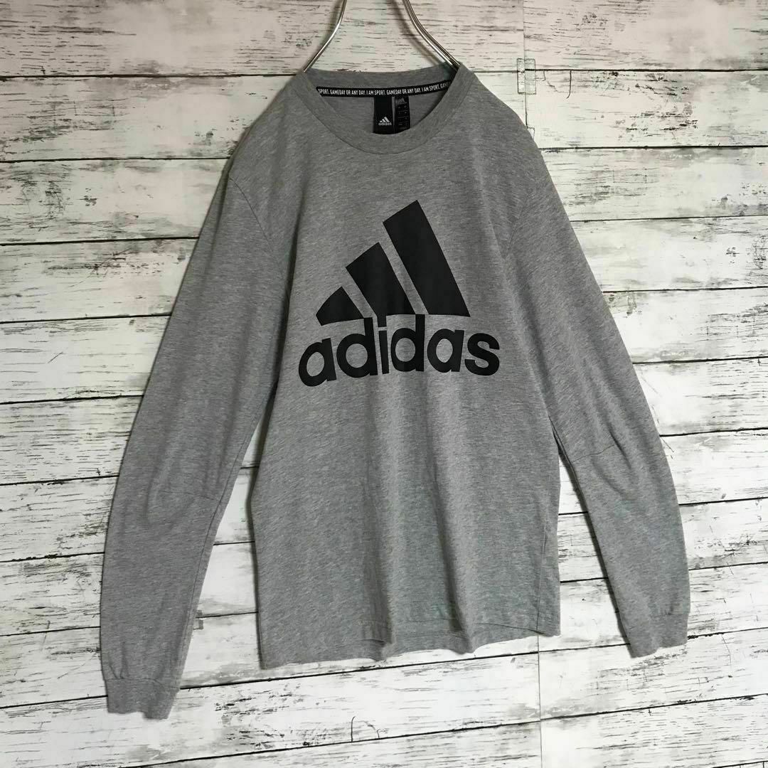 adidas(アディダス)の【美品】アディダス　センターデカロゴロンＴ　グレー　F699 メンズのトップス(Tシャツ/カットソー(七分/長袖))の商品写真