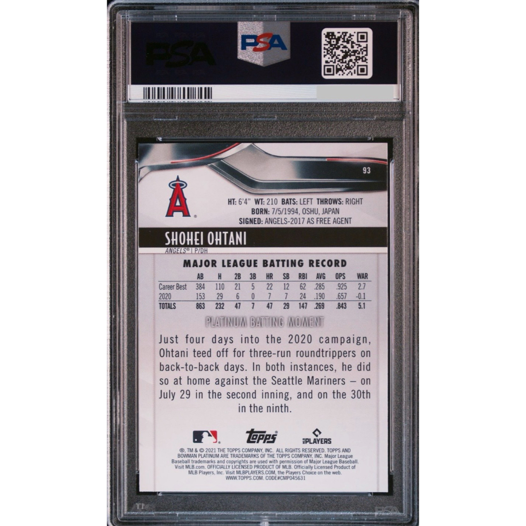 PSA9 鑑定済 Topps 2021 MLB 大谷翔平 カード 93 エンタメ/ホビーのトレーディングカード(シングルカード)の商品写真