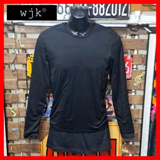 ダブルジェーケー(wjk)のwjk レイヤード　重ね着　長袖Tシャツ　カットソー　Ｍ　ブラック　黒(Tシャツ/カットソー(七分/長袖))