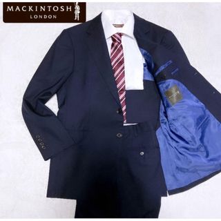 未使用●MACKINTOSH マッキントッシュ ゼニア社製トロピカル生地 ストライプ柄 シングルスーツ/セットアップ ネイビー 36R 日本製 正規品